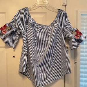Off the shoulder striped top